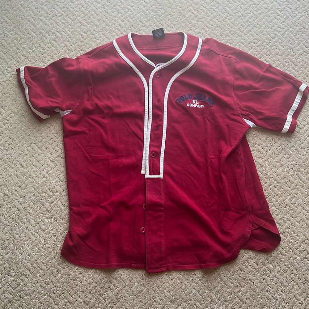 Vintage Red Polo Men’s Baseball Casual Shirt Size Large